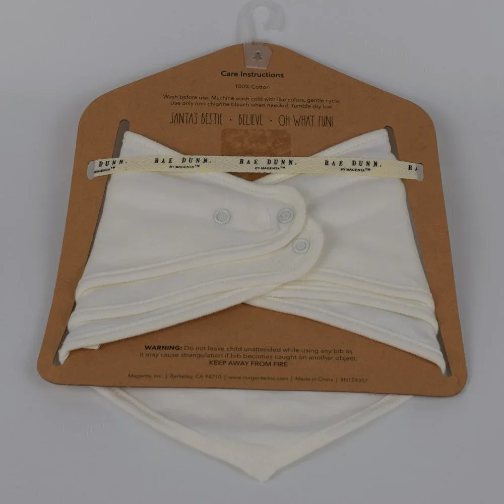 💰3/$25 NWT Rae Dunn 3-Set Bandana Bibs Santa's Bestie